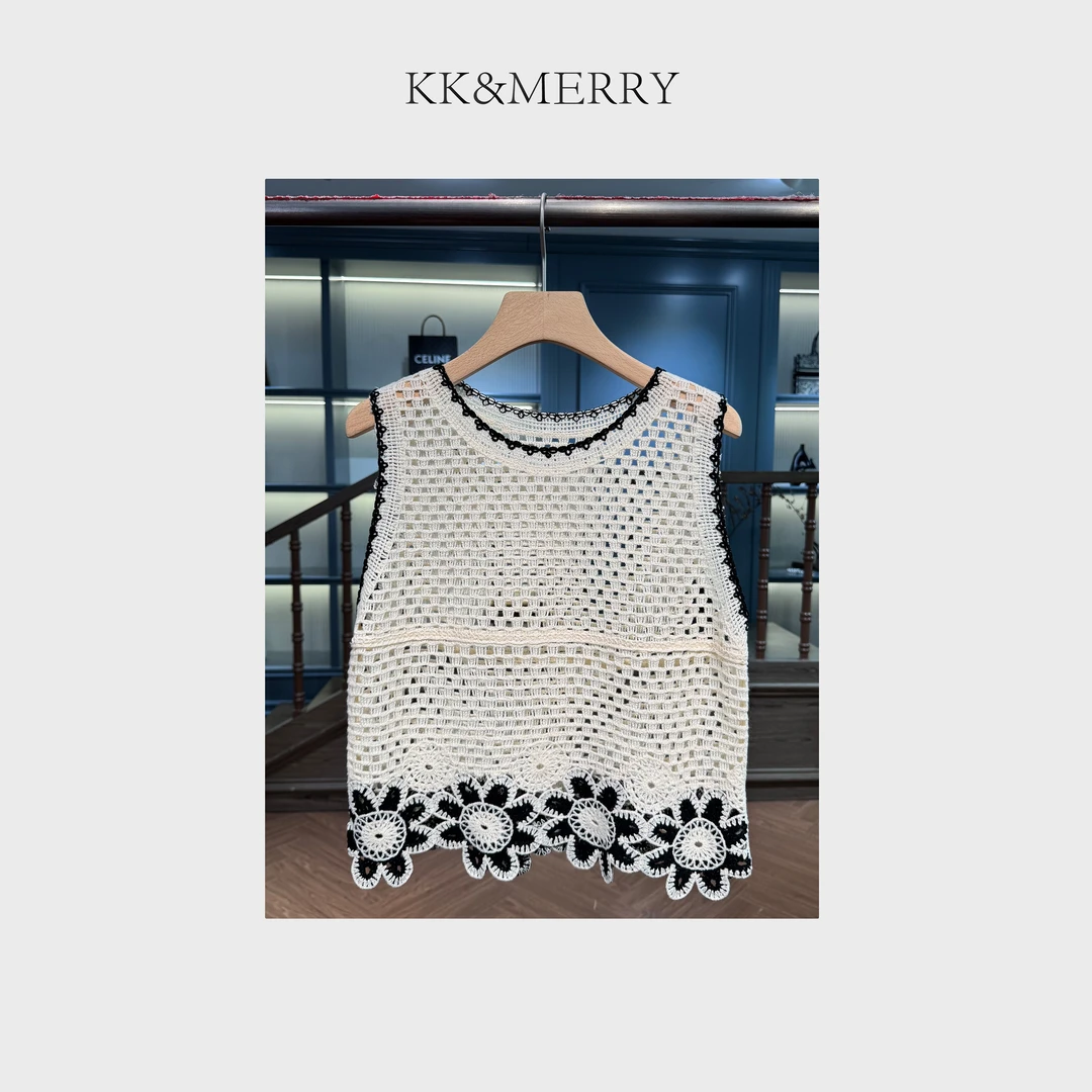KK&MERRY百搭时尚镂空无袖圆领针织背心KDKW0826