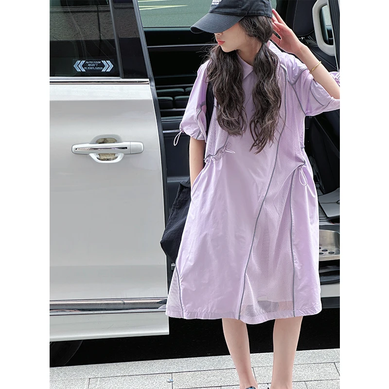 K29218学院风女童运动连衣裙2025新款夏装儿童短袖女大童裙子洋气