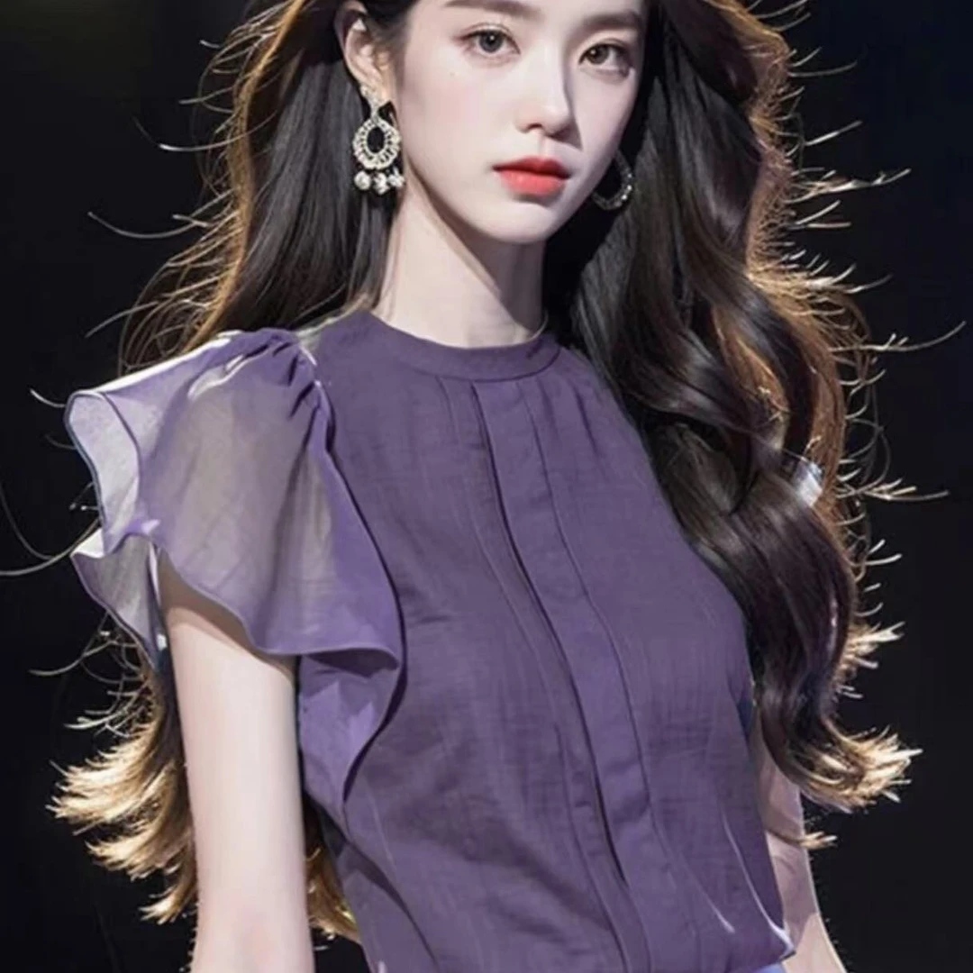 小众新款女洋气漂亮小衫轻奢高级感仙气飘飘法式尤莱特上衣