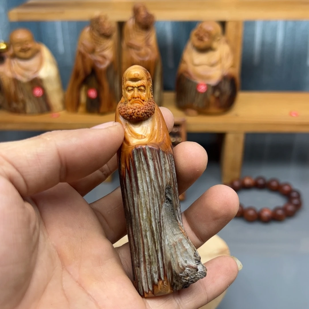 观***石木崖柏木摆件手把件
