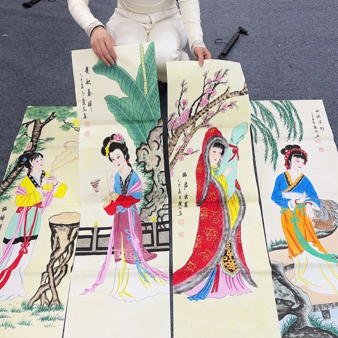 国画作品小姐姐放漏中