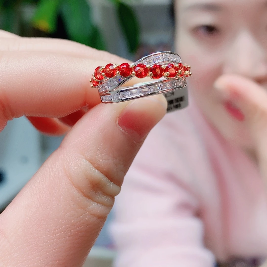 戒指蓝宝石银S925镶嵌