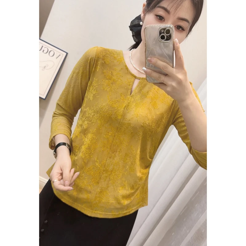 网纱植绒弹力上衣25229