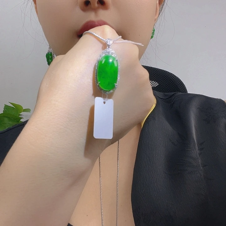 翡翠银S925镶嵌吊坠(不含链)