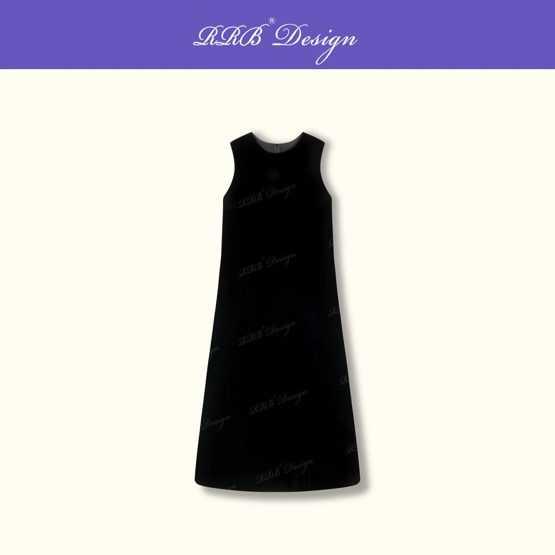 RRB Design 「奥黛丽」100真丝丝绒宽松显瘦无袖吊带裙圆领连衣裙