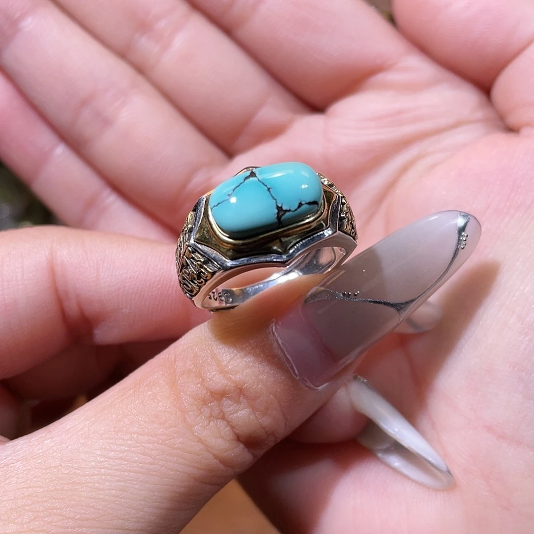 绿松石银S925镶嵌戒指戒指