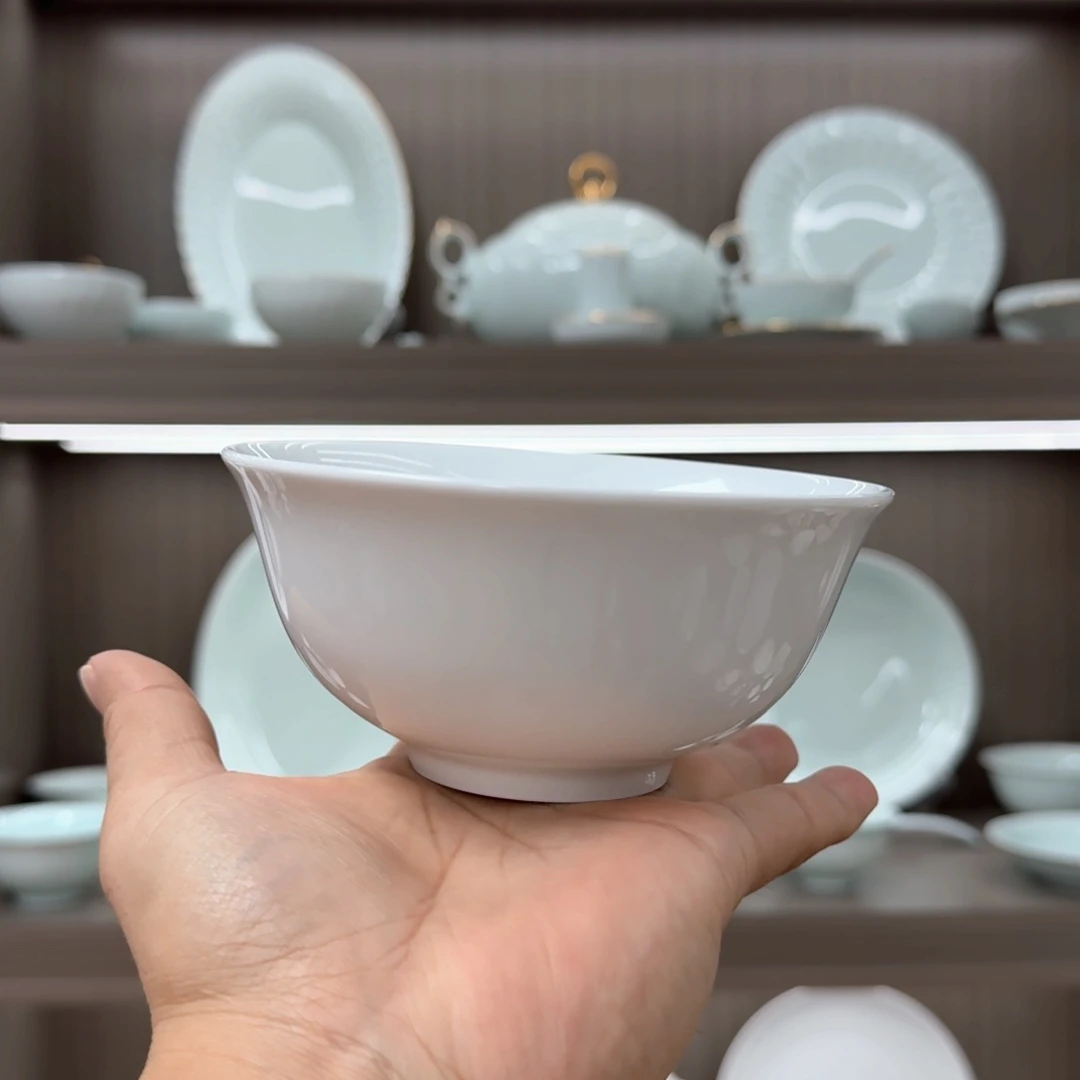 白瓷5寸碗4个高白泥纯白色
