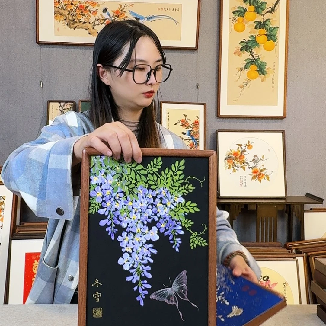 缡***缡版画纯手绘，纯手写带框尺寸：23×32厘米