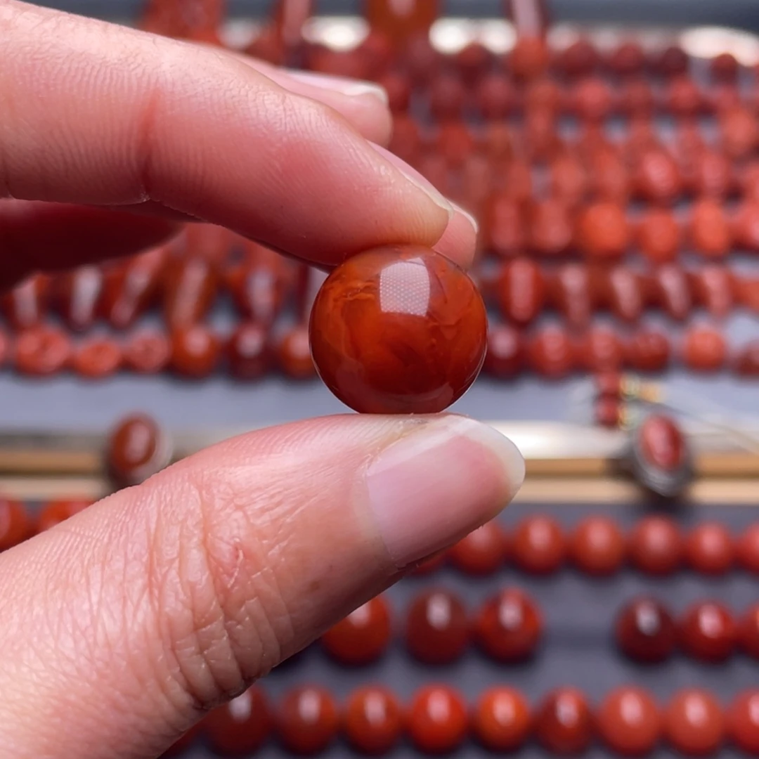 南红玛瑙未镶嵌其他W14瓦西双色满肉圆珠