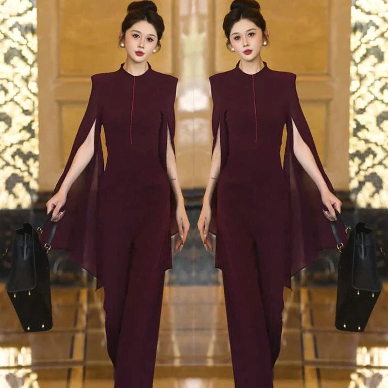 2025年春季新衣潮时髦百搭洋气修身高级感气质开叉喇叭袖连衣裤女