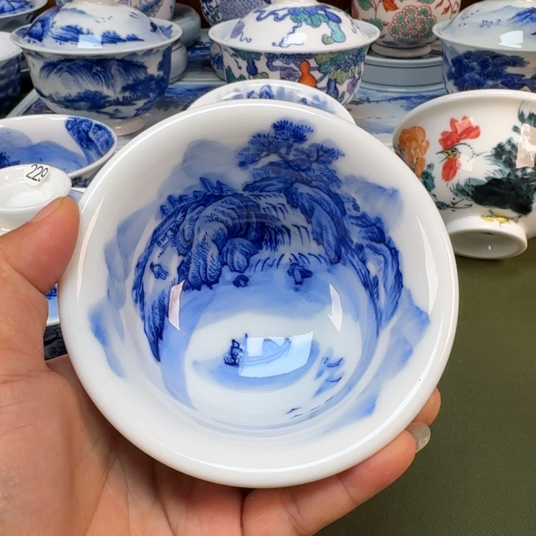 陶瓷景德镇春手绘茶具圆234
