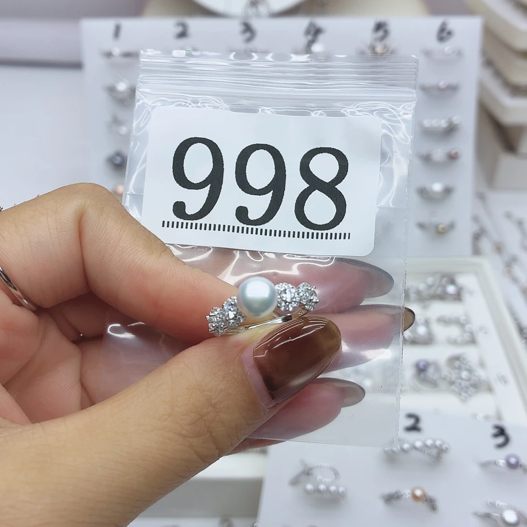 。***。银S925镶嵌珠宝奇石淡水珍珠998