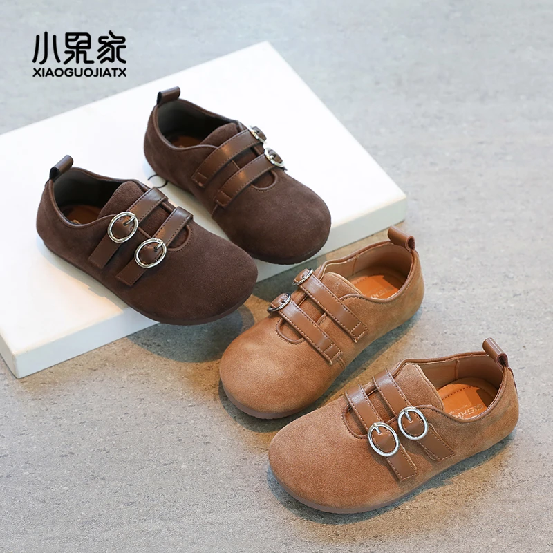 女童皮鞋春秋2025新款女孩勃肯鞋小皮鞋漂亮单鞋儿童豆豆鞋女童鞋
