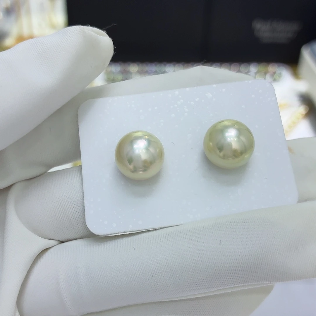 海水珍珠银S925镶嵌耳钉