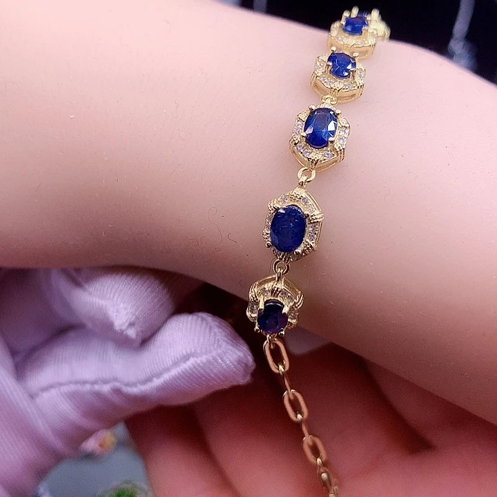 蓝宝石手链银S925镶嵌