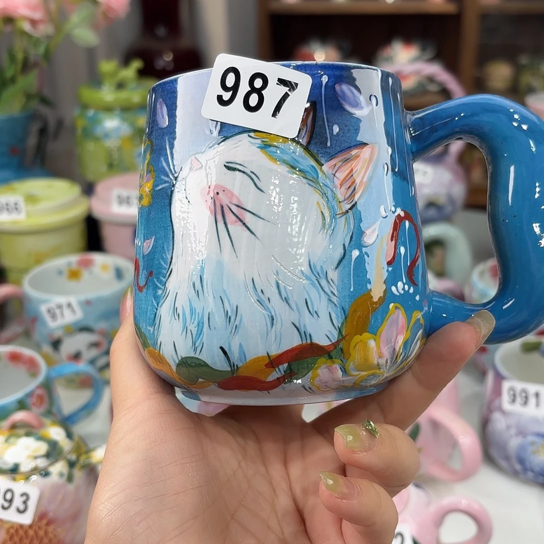 瓷片景德镇手绘高温釉下彩陶瓷茶具