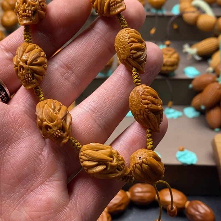 橄榄核手串/手链1.4  唐草骷髅