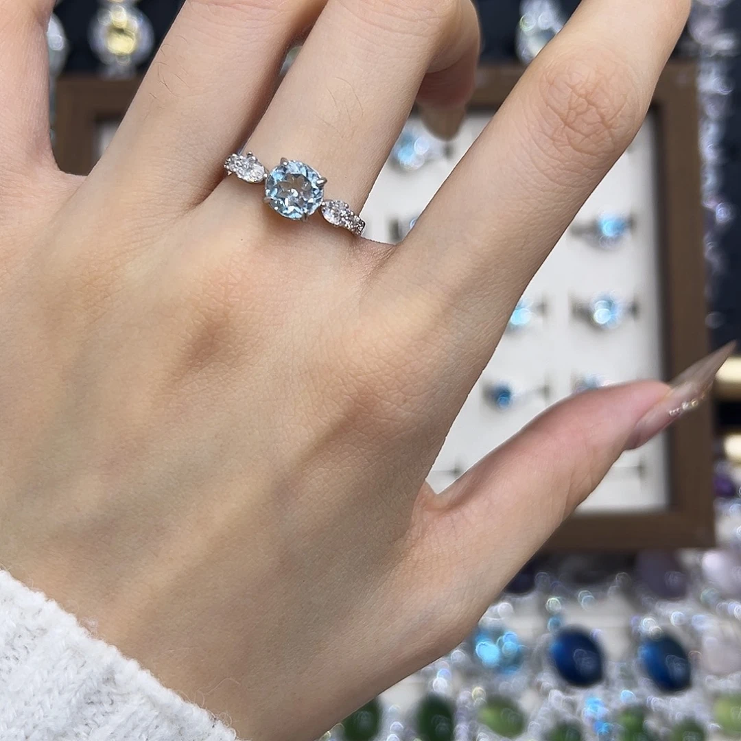 戒指托帕石银S925镶嵌