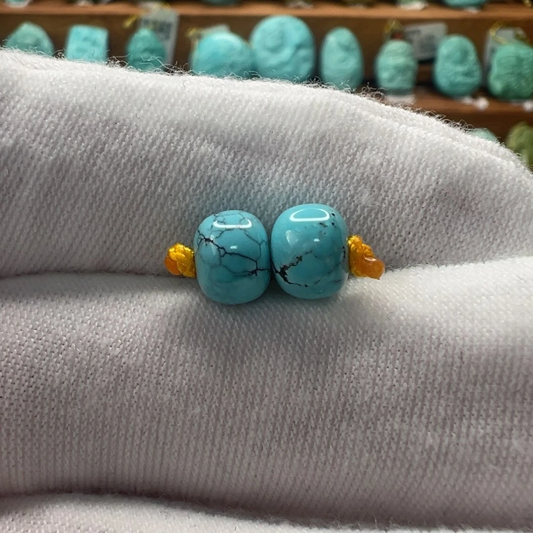 绿松石未镶嵌老型对珠 6.8mm