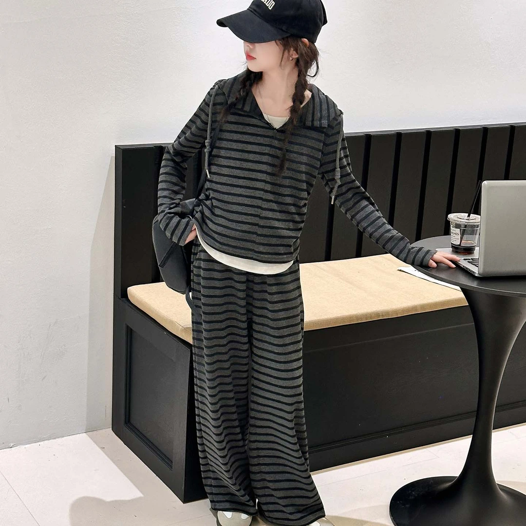 女童卫衣套装春秋款2025新款儿童洋气时髦大童女孩运动休闲两件套