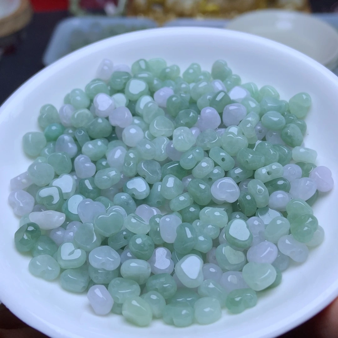 未镶嵌手链翡翠卡7紫绿爱心20个