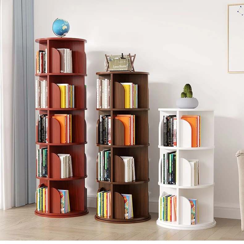 实木360度旋转书架多层落地置物架经济型收纳架儿童学生转角书架