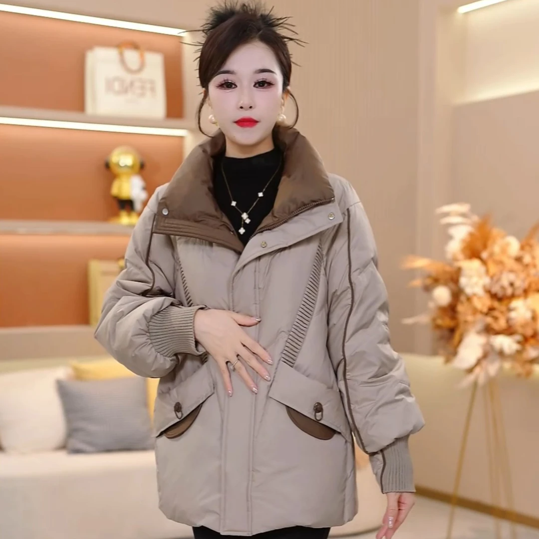 中长款羽绒服女2025新款冬装时尚加厚哑光免洗保暖白鸭绒翻领外套