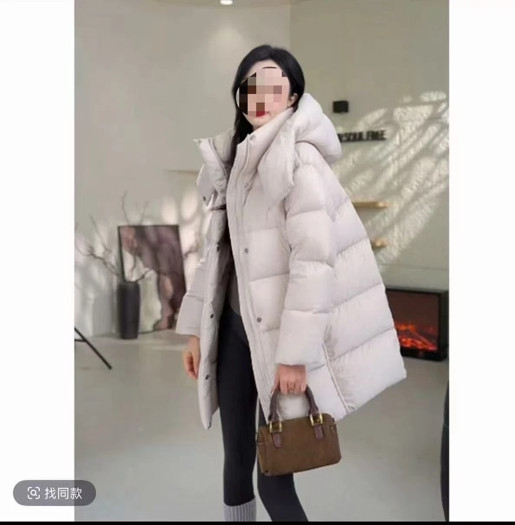 泡芙连帽300g及以上【含】厚款中长款羽绒服y