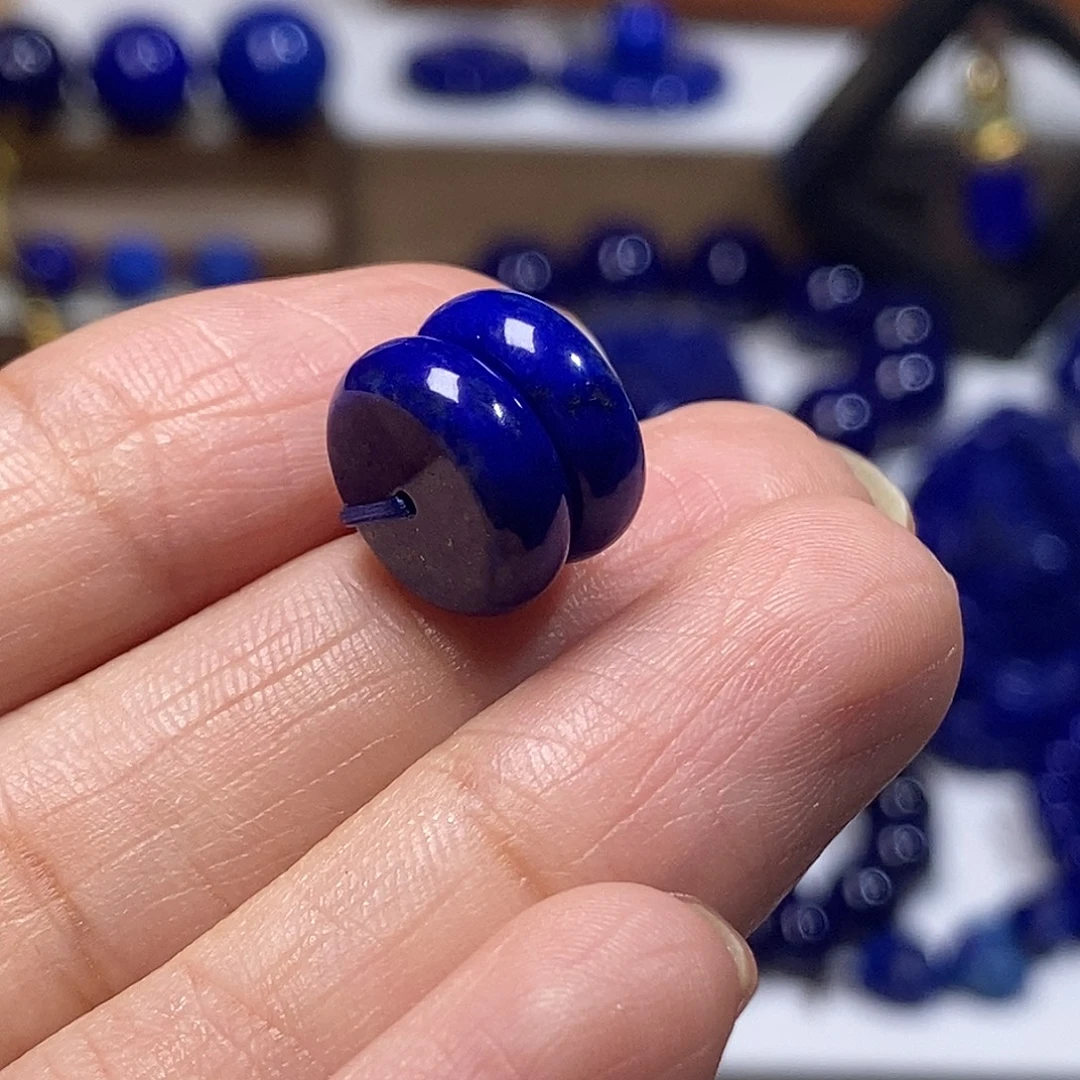 未镶嵌青金石12.7隔片珠一对