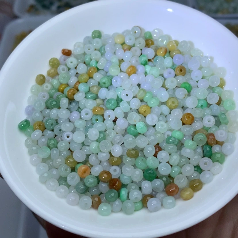 【闪购商品】翡翠手链未镶嵌卡3乘4.5冰三彩算盘60颗