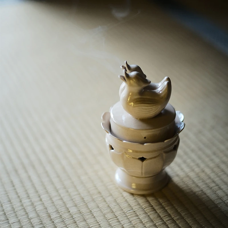 太初莲花堂 手作陶泥香炉 草木灰釉仿古博山炉熏炉雕刻 几上造物