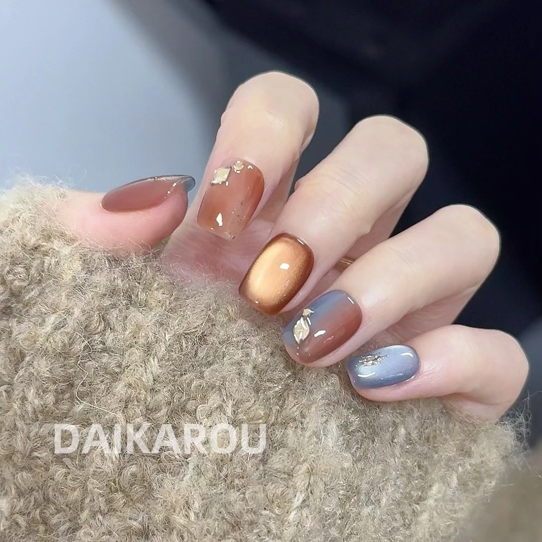 蓝澜暮光 黛卡柔 预售 新甲型 此度 短椭圆 中椭圆手工穿戴甲10片