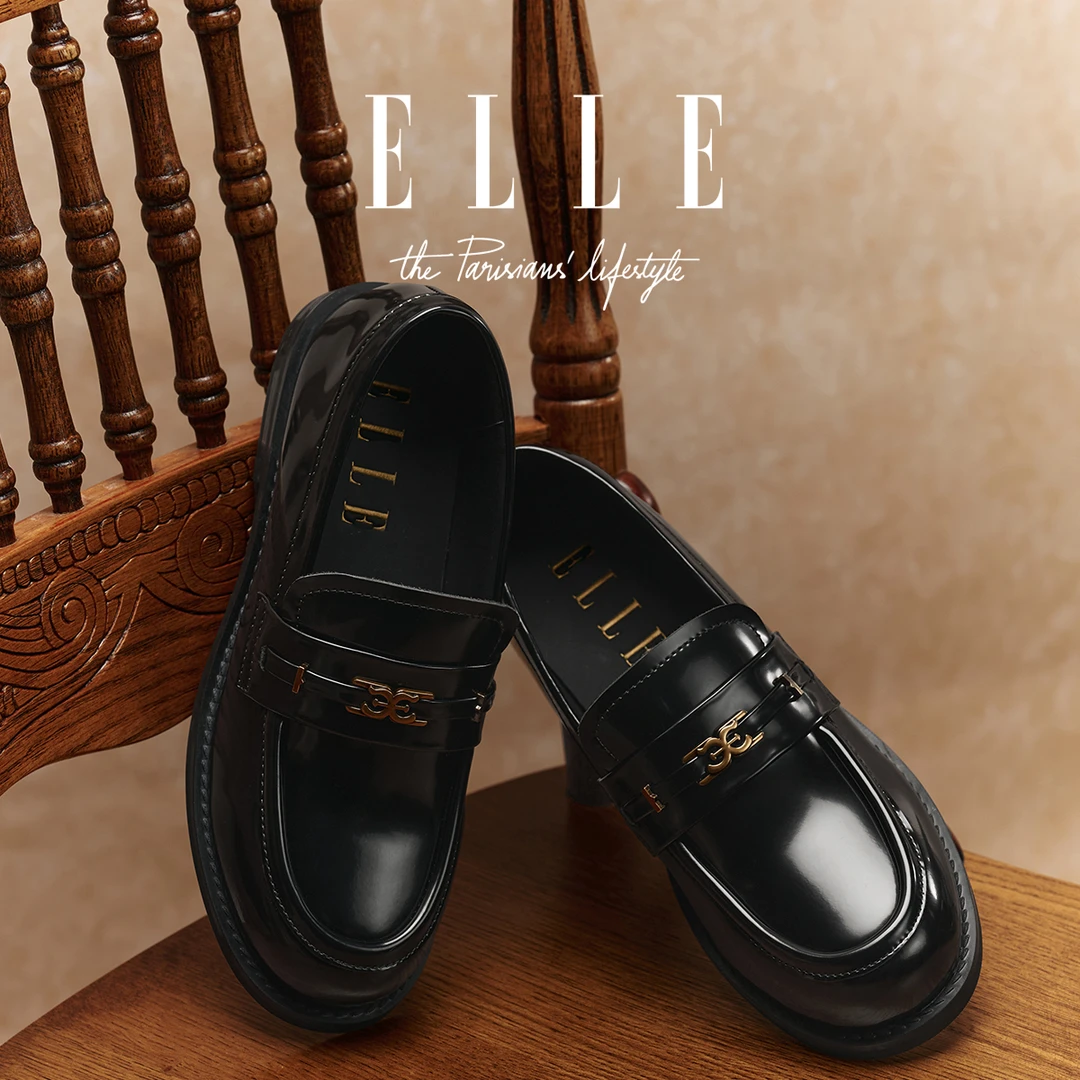 ELLE经典款气质简约轻职风乐福鞋女2025新款基础百搭通勤时尚单鞋