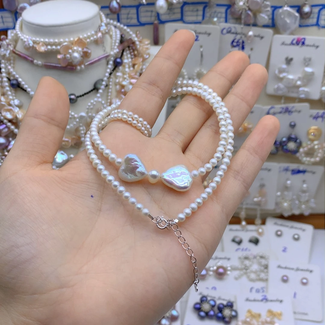 淡水珍珠颈饰银S925镶嵌