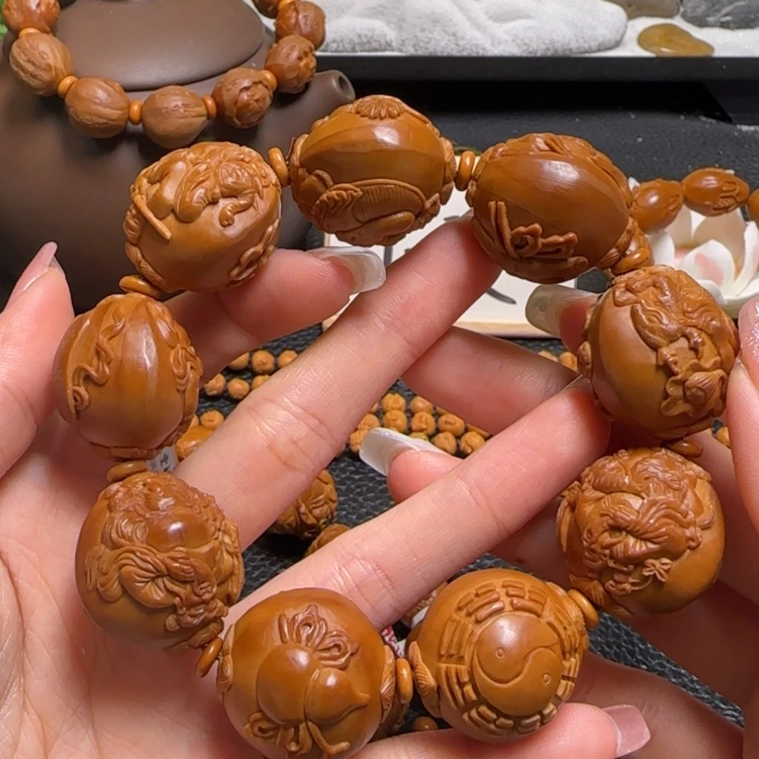 【闪购商品】橄榄核手串双面浮雕八仙