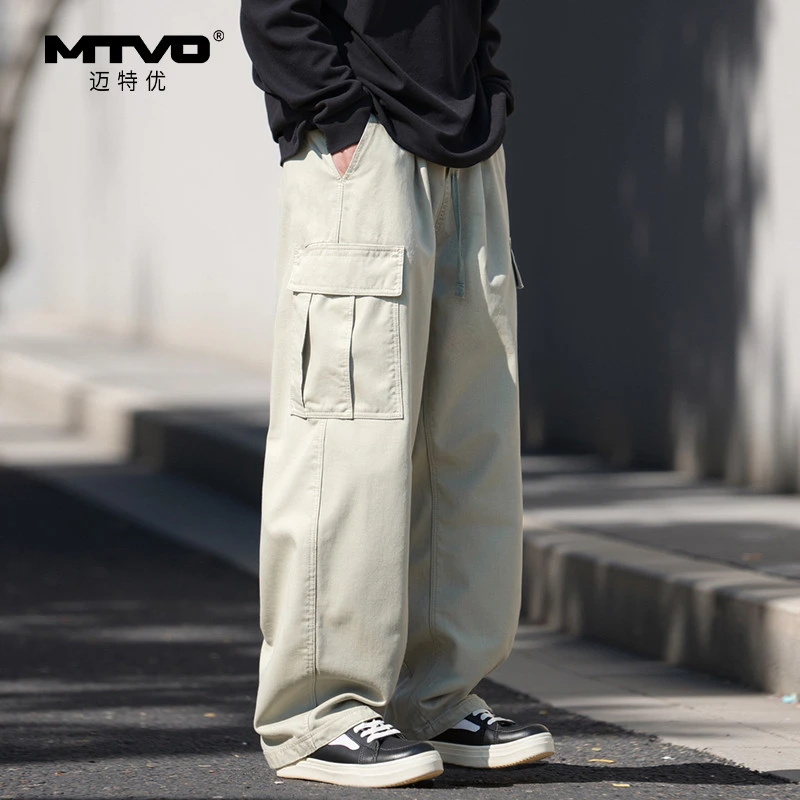 MTVO迈特优春季新款休闲工装裤百搭阔腿高街宽松潮流港风2414