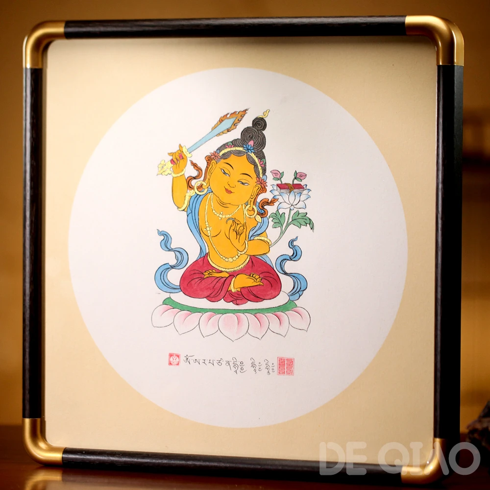 A【DE QIAO】西藏手工唐卡黄财神 绿度母  文殊菩萨