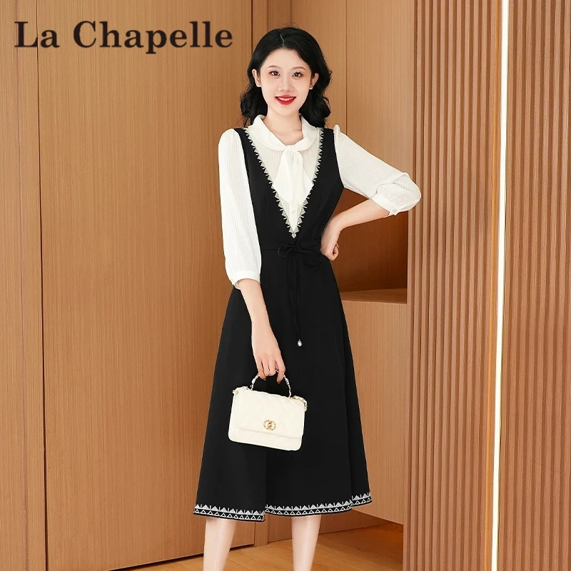 【拉夏】品牌贵夫人衬衫长袖连衣裙2025早秋季新款轻奢流行爆款裙子