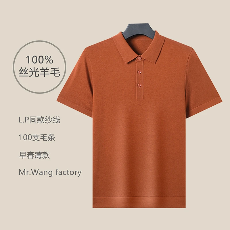【名针老王】L .P同款纱线16.02μm丝光羊毛100支毛条男士polo衫短袖