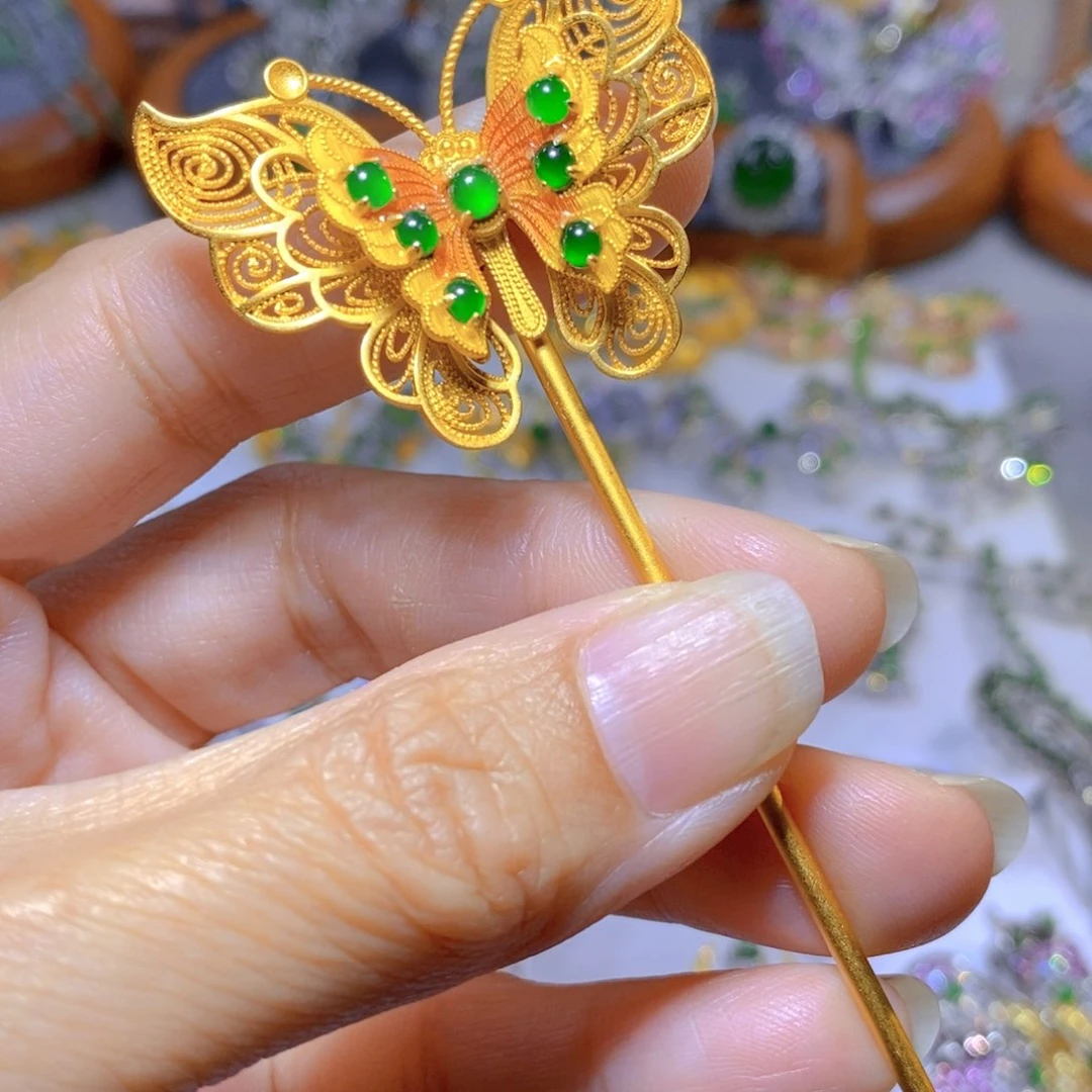 翡翠颈饰合金天然翡翠