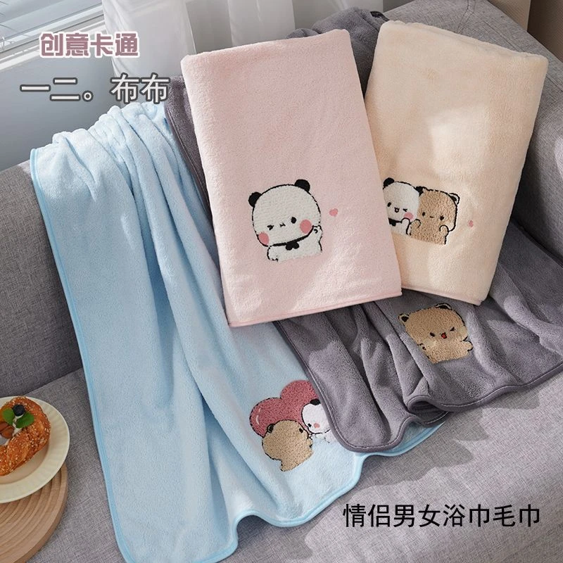 一二布布超强吸水速干男女情侣可裹珊瑚绒毛巾干发帽加大浴巾新款