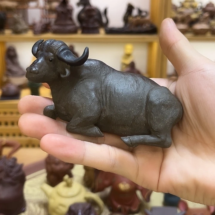 盛***世茶宠紫砂紫砂庆武野牛茶宠摆件
