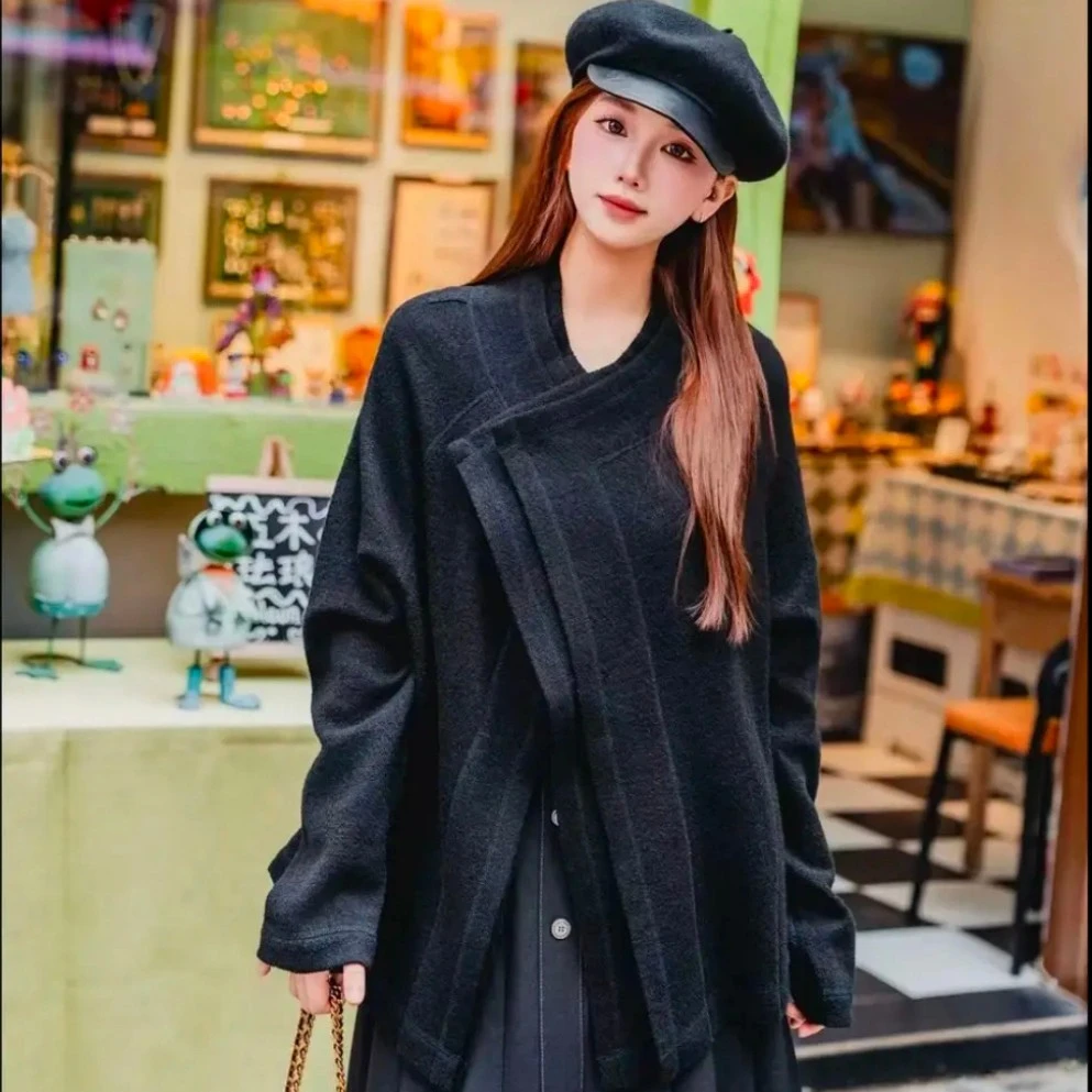 GIRDEAR/哥弟 秋冬新款简约气质大衣双层斗篷式羊毛呢外套140080