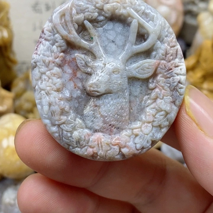 颈饰未镶嵌硅化珊瑚（珊瑚玉）