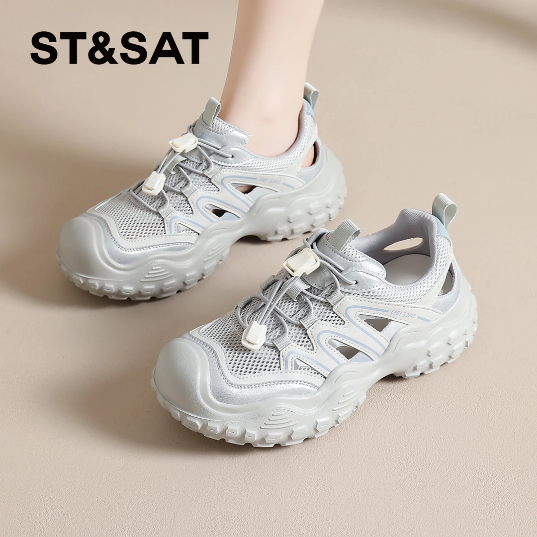 星期六女鞋2025新款夏季薄款网面透气溯溪鞋子女款休闲运动登山鞋