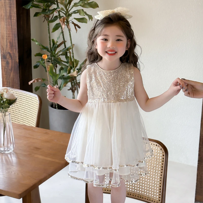 女童连衣裙夏季儿童网纱公主裙2025新款洋气女孩裙子儿童背心裙夏