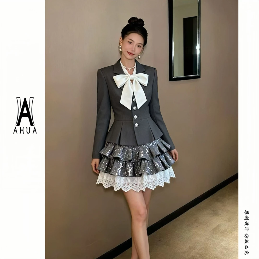 【花花原创】秋冬季绝美假两件两高级气质显瘦时尚连衣裙111117