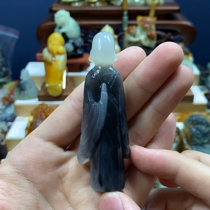 岫玉未镶嵌手把件哎*呀