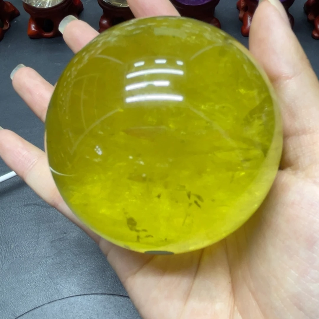 hh黄水晶球h1621未镶嵌水晶笙****）