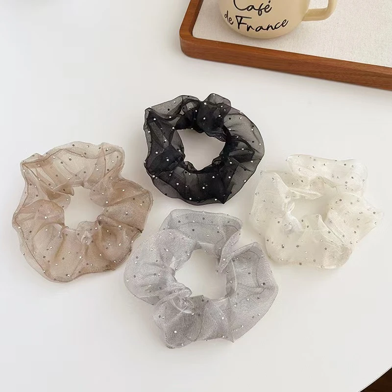 网纱女发圈欧根纱水钻大肠发圈甜美风ins百搭发绳原创设计